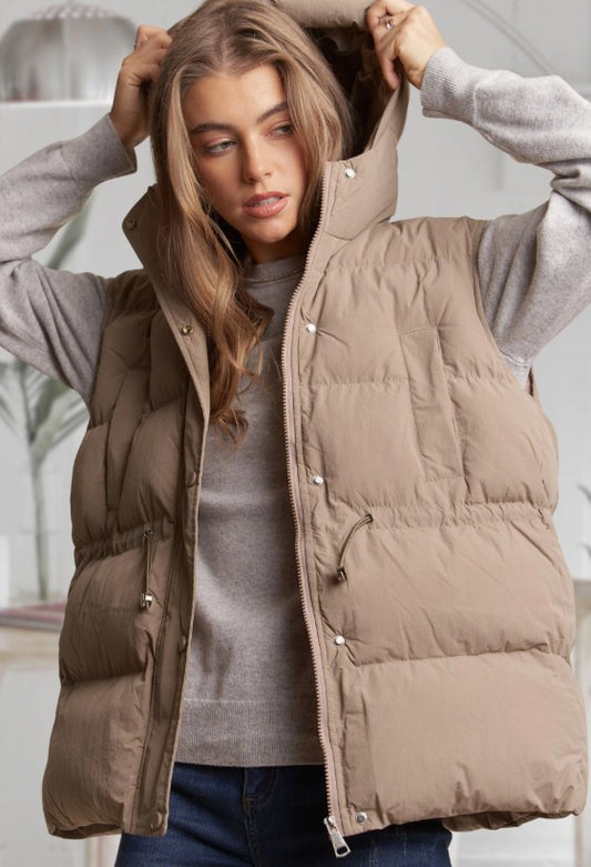 KHAKI PUFFER VEST