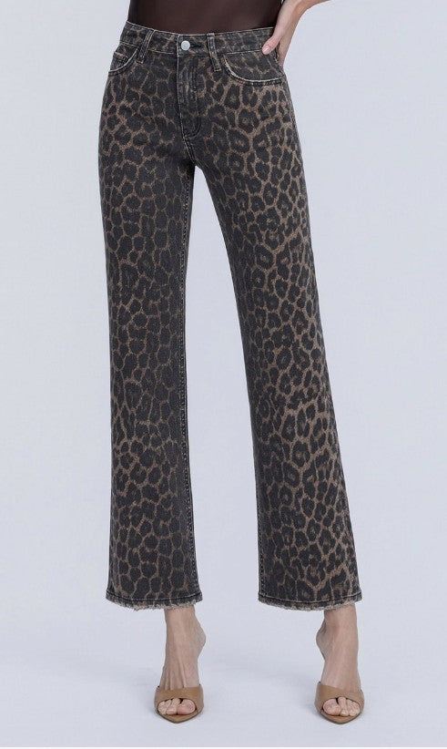 LEOPARD SLIM DENIM