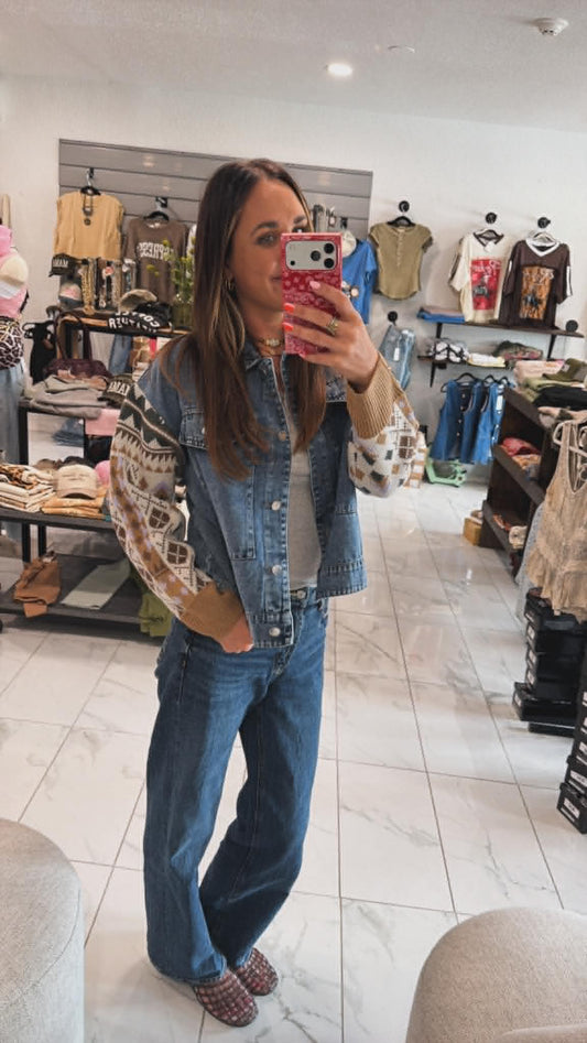 JAQUARD KNIT DENIM JACKET