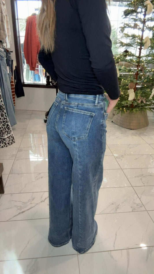 MID RISE WIDE LEG DENIM