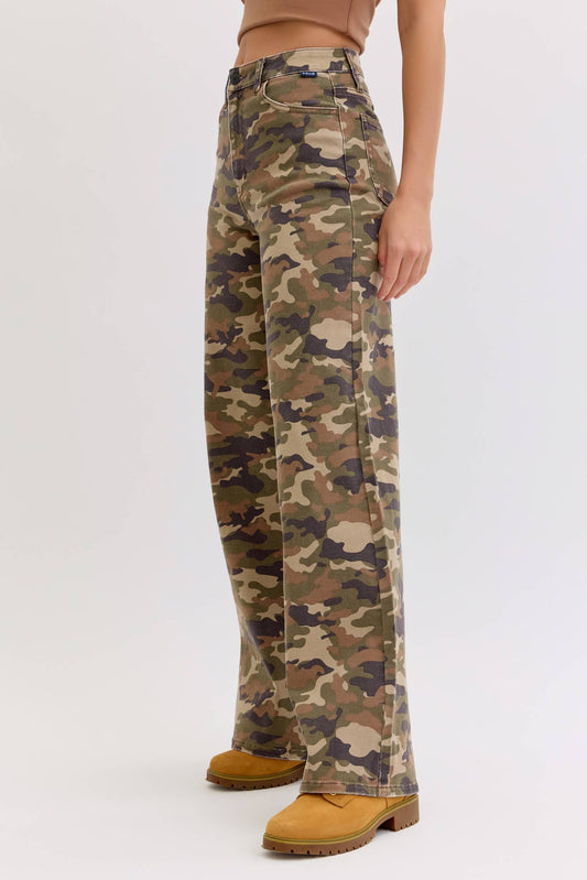 CAMO HIGH RISE WIDE LEG