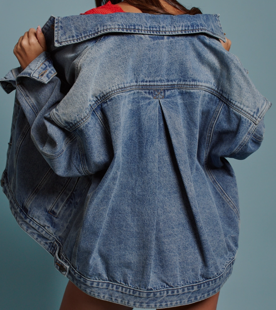 PLEATED DENIM JACKET