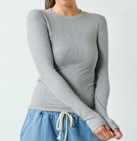 RIBBED LONG SLEEVE TOP