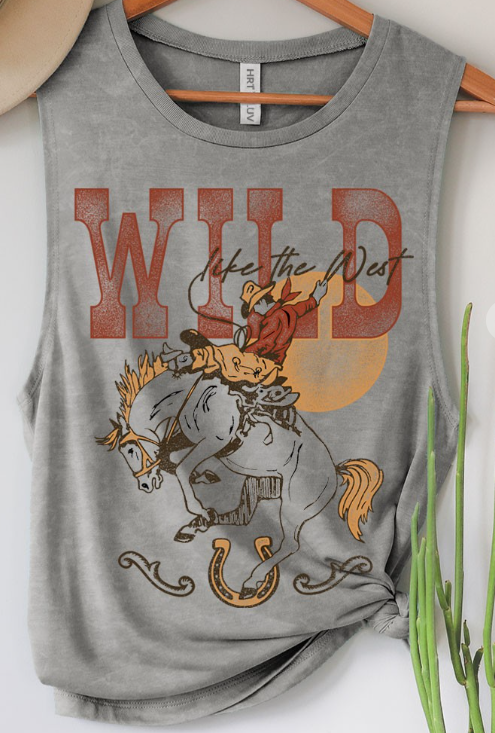 WILD LIKE THE WEST GRAPHIC TANK TOP GREY