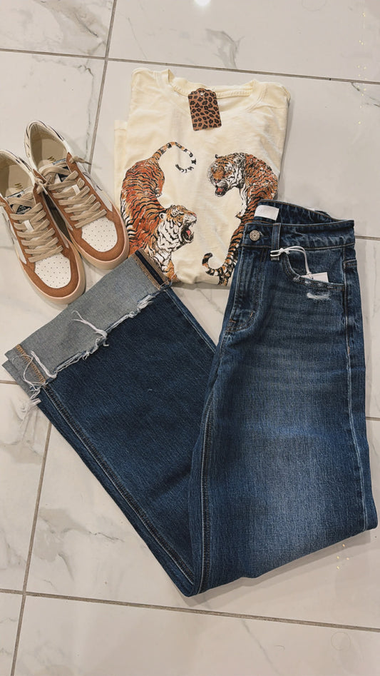 HIGH RISE CUFF DENIM