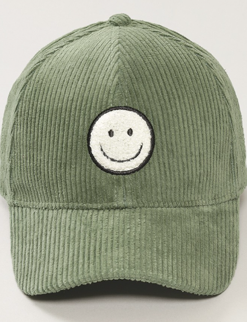 CORDUROY HAPPY FACE CAP