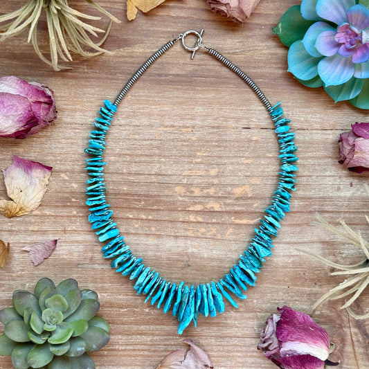 Blue Turquoise & Silver Hematite Necklace β 18β