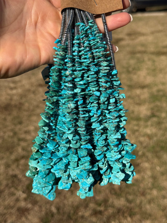 Blue Turquoise & Silver Hematite Necklace β 18β