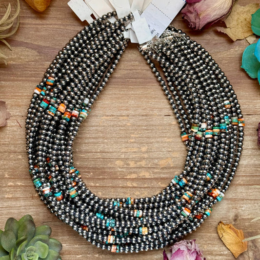 Mixed Turquoise & Spiny Oyster Heishi Necklace β 19β