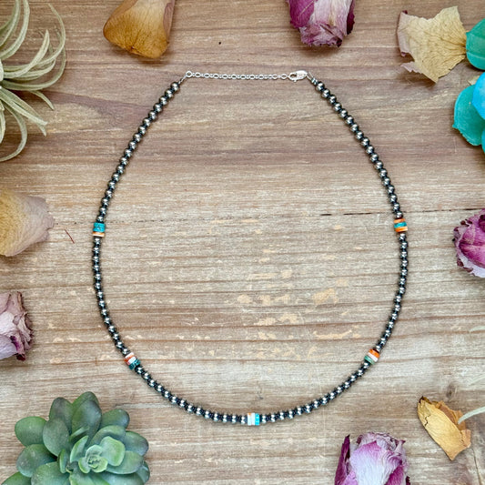 Mixed Turquoise & Spiny Oyster Heishi Necklace β 19β