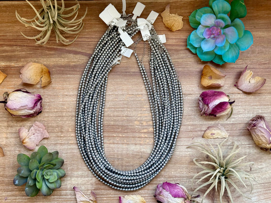 Silver-Plated 4 mm Bead Necklace β 20β