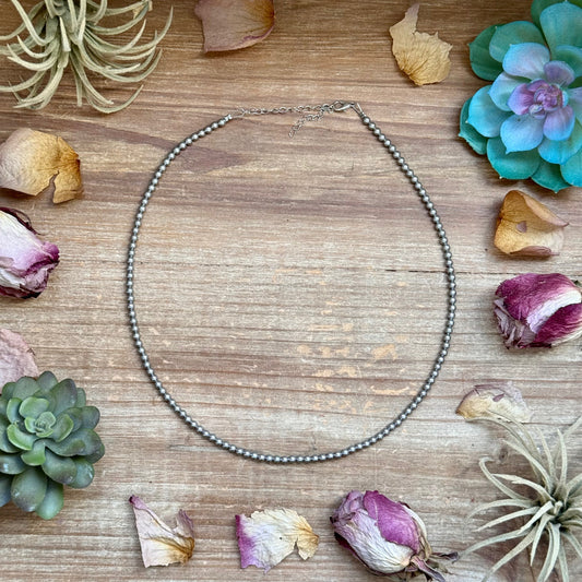 Silver-Plated 4 mm Bead Necklace β 20β