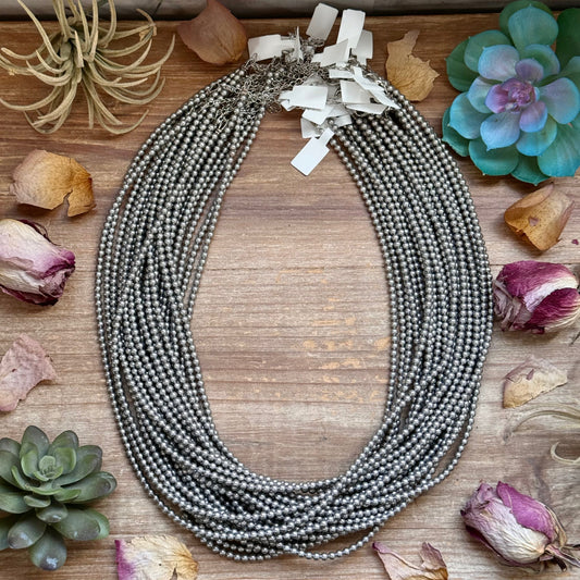 Silver-Plated 4 mm Bead Necklace β 24β