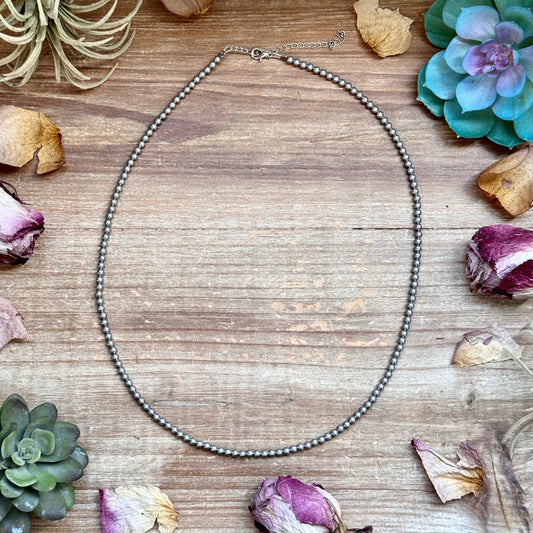Silver-Plated 4 mm Bead Necklace β 24β
