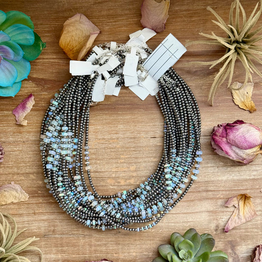 White Opal Necklace β Smooth 3 mm Beads β 16β