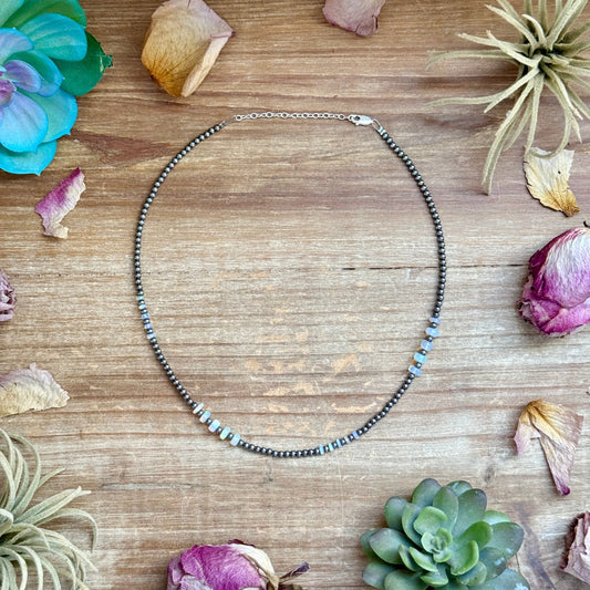 White Opal Necklace β Smooth 3 mm Beads β 16β