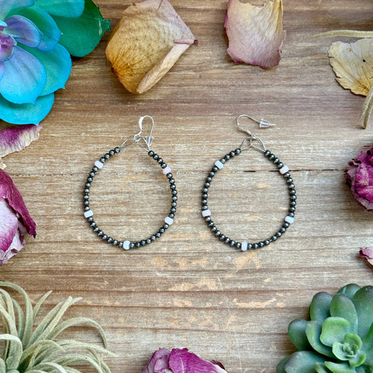 Pink Conch Hoop Earrings β Sterling Silver Pearls