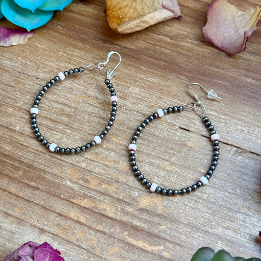 Pink Conch Hoop Earrings β Sterling Silver Pearls