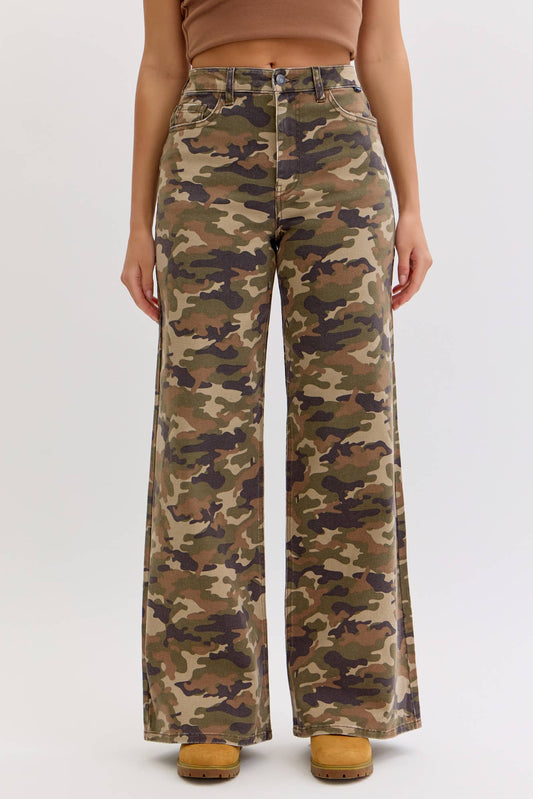 CAMO HIGH RISE WIDE LEG