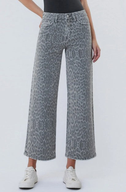 GREY LEOPARD HIGH RISE DENIM