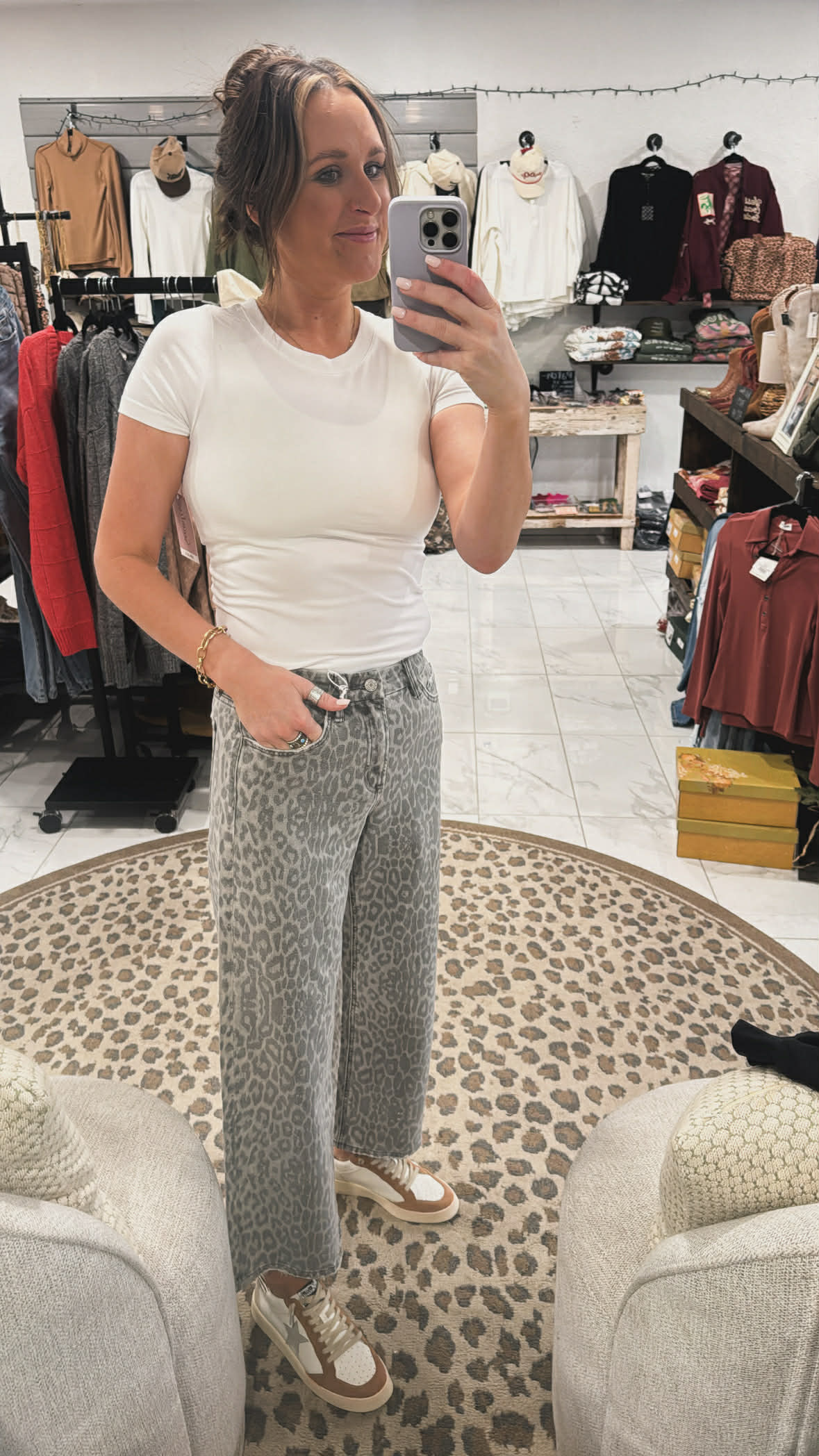 GREY LEOPARD HIGH RISE DENIM
