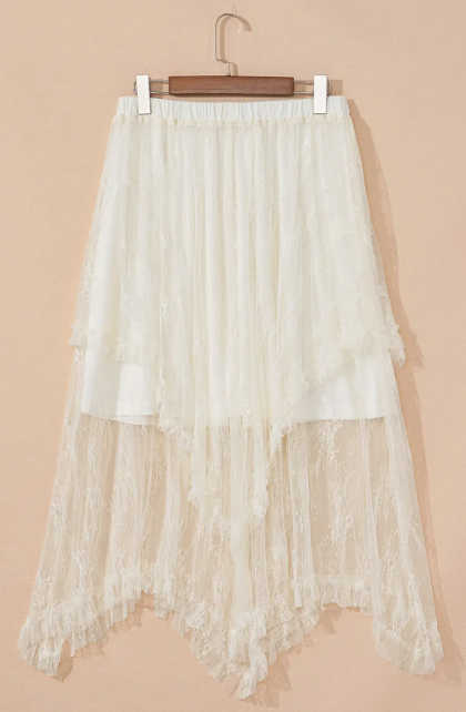 BEIGE LACE SKIRT