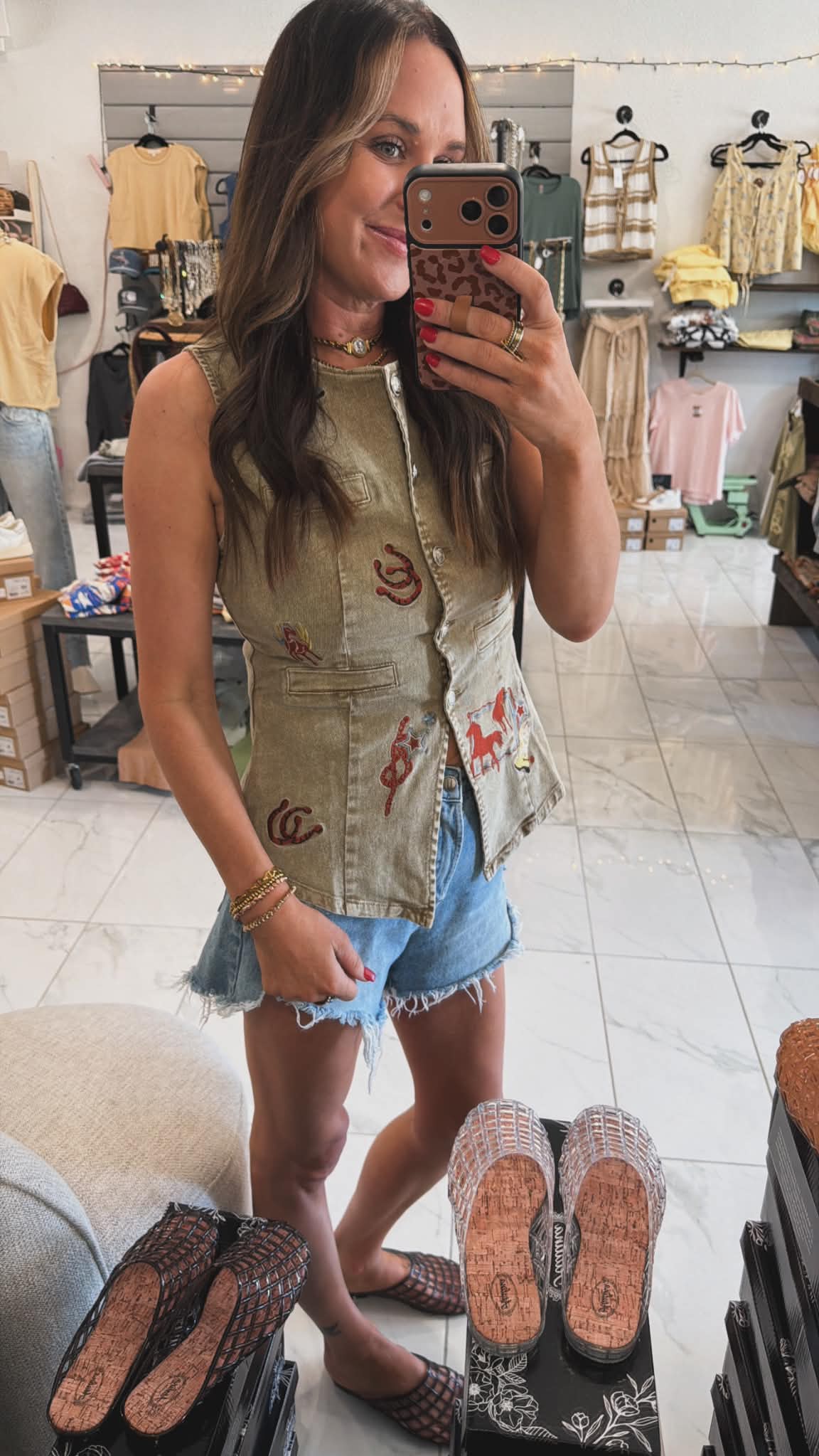 EMBROIDERED DENIM VEST