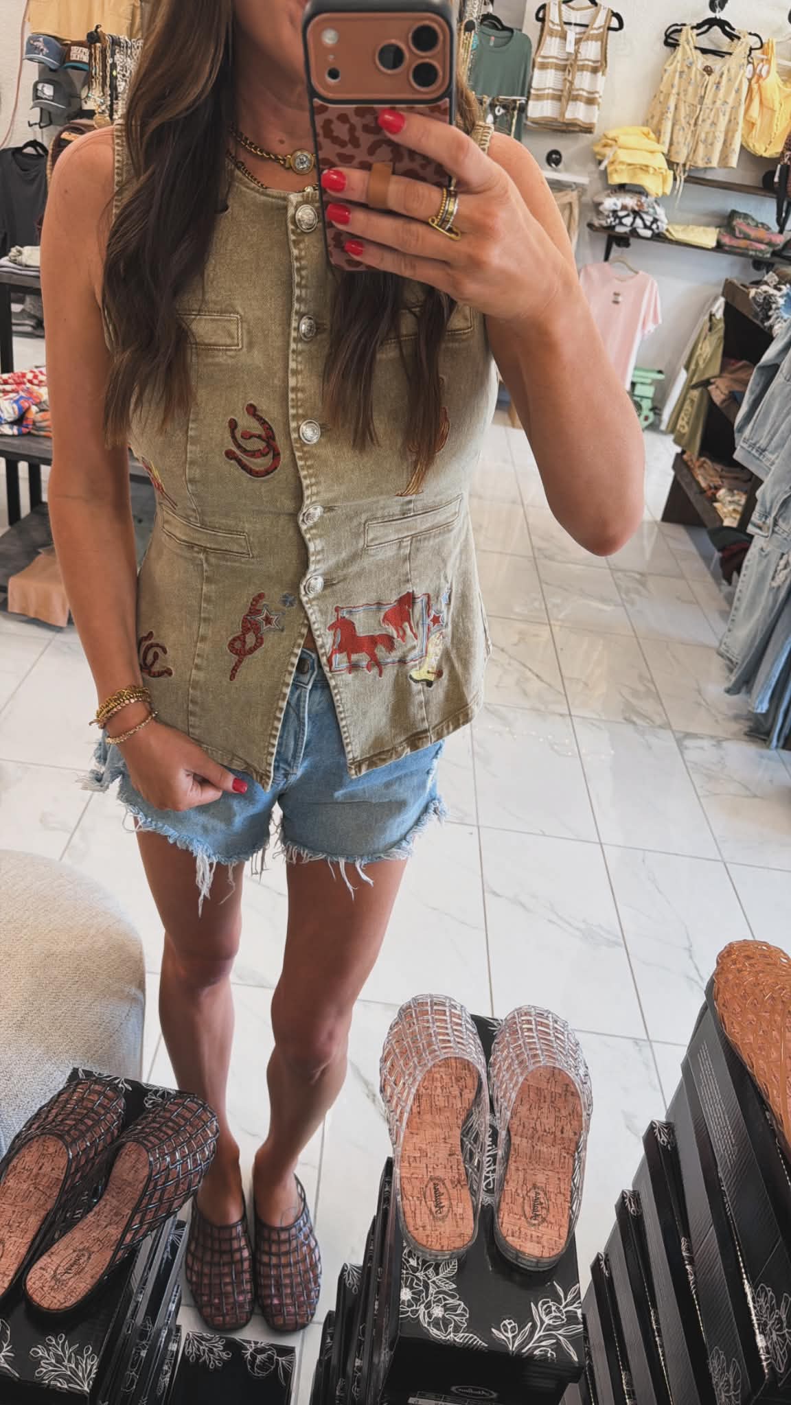 EMBROIDERED DENIM VEST