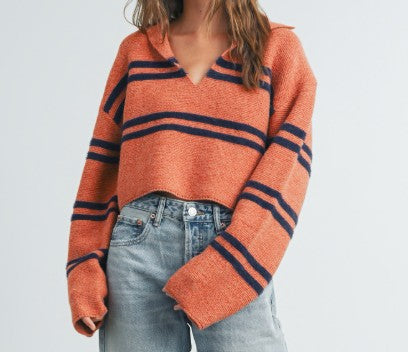 STRIPE COLLAR SWEATER