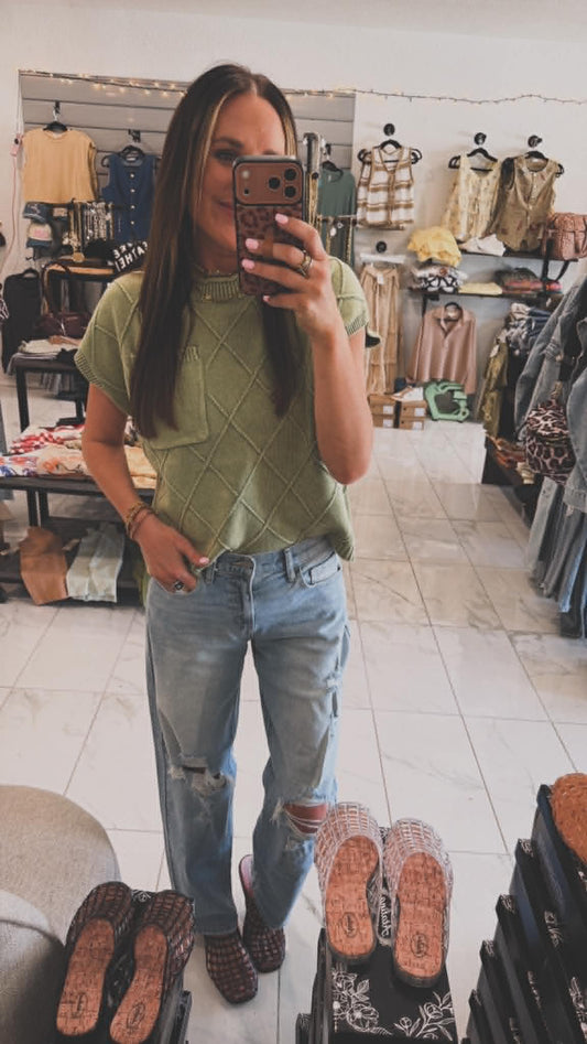DIAMOND KNIT TOP