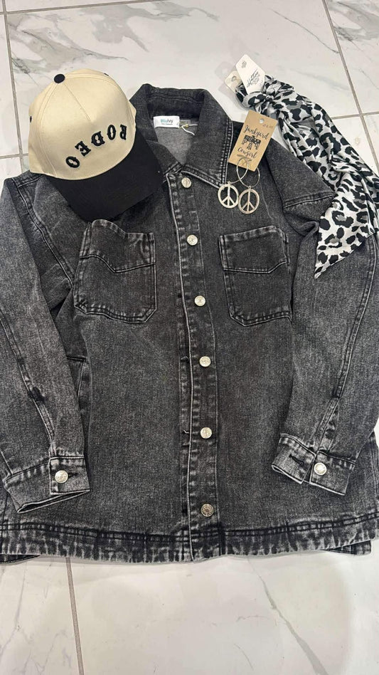 WASHED BLACK DENIM JACKET