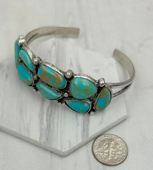 BLUE TURQUOISE SILVER BANGLE