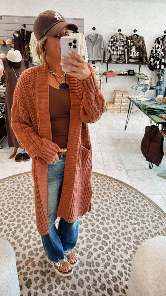 SOLID RIB KNIT CARDIGAN