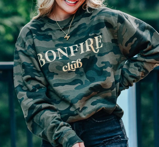BONFIRE CLUB CAMO CREW NECK