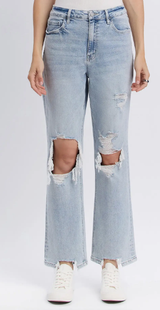 ALYSSA DISTRESSED 90'S STRAIGHT JEAN CAPRI