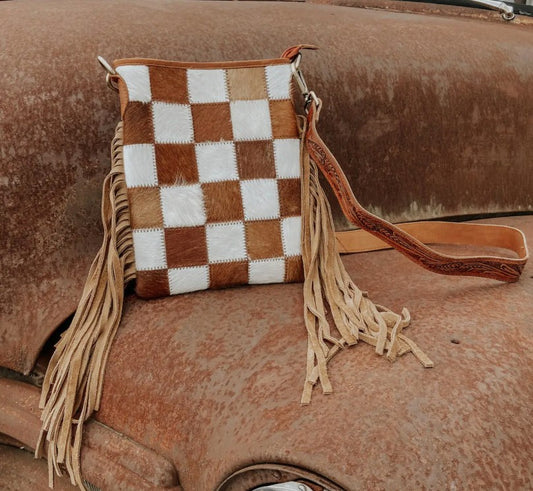 STOCKDALE CHECKERED BROWN PURSE