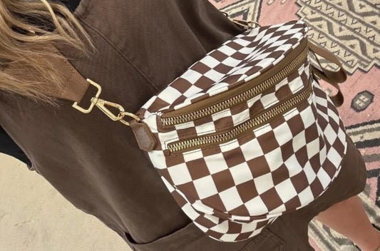 CHECKERED DOUBLE ZIP BAG