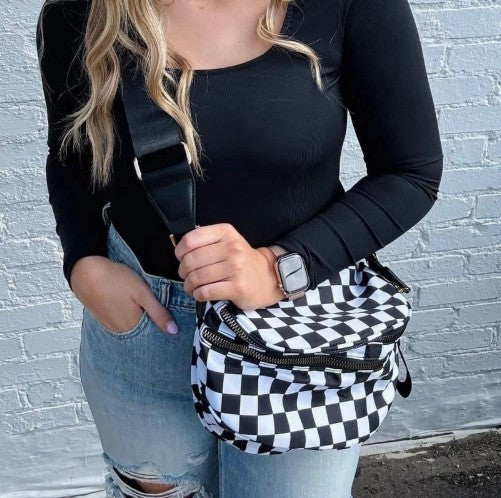 CHECKERED DOUBLE ZIP BAG