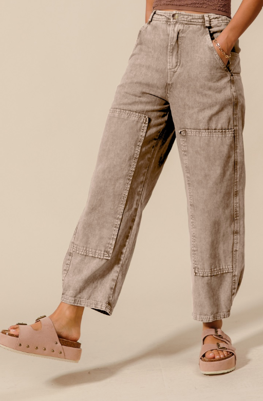 MINERAL TAUPE BARREL DENIM
