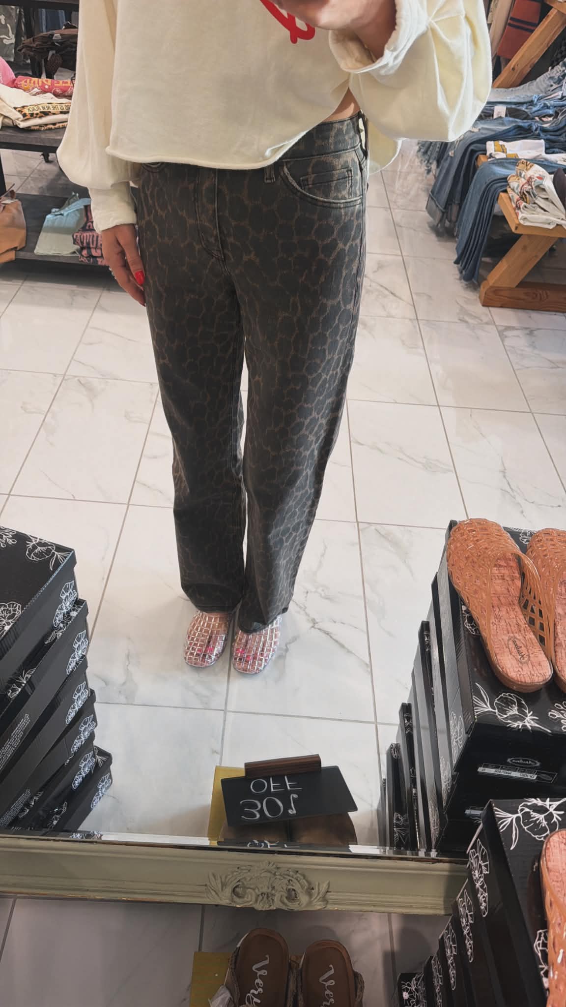 LEOPARD SLIM DENIM
