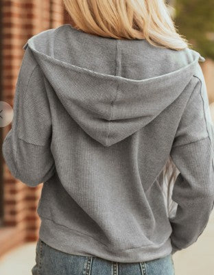 WAFFLE ZIP UP HOODIE