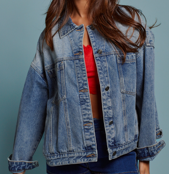 PLEATED DENIM JACKET
