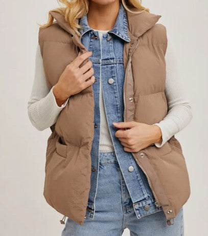 DENIM LAYERED PUFFER VEST