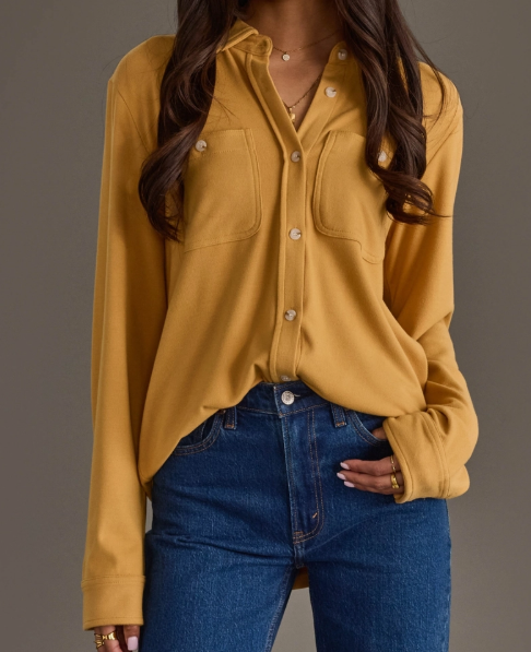 MUSTARD BUTTON UP TOP