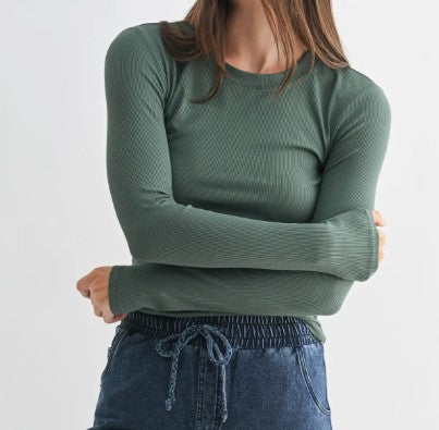 RIBBED LONG SLEEVE TOP