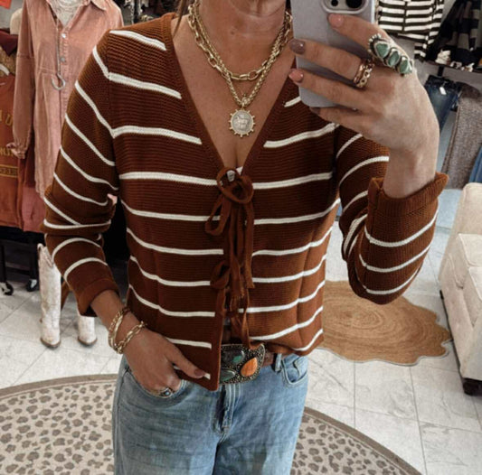 TIE FRONT KNIT SWEATER